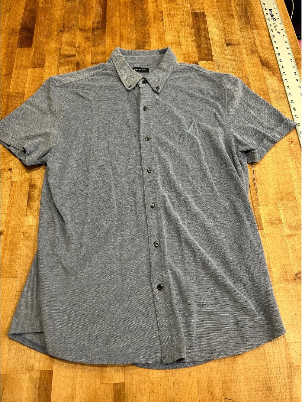 Nautica Men's Blue Short Sleeve Button-Up Shirt XL